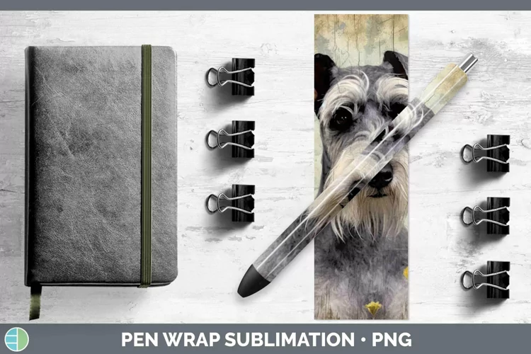 Vintage Dogs Miniature Schnauzer Dog Pen Wrap Sublimation Pe