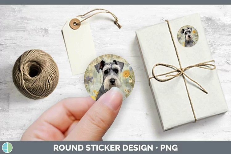 Vintage Dogs Miniature Schnauzer Dog Stickers | Round Labels