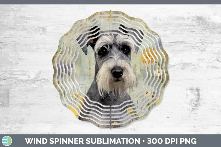 Vintage Dogs Miniature Schnauzer Dog Wind Spinner Sublimatio