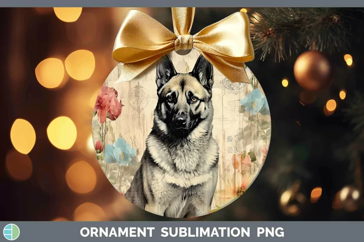 Vintage Dogs Norwegian Elkhound Dog Ornament Sublimation Bau