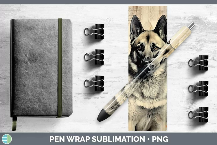 Vintage Dogs Norwegian Elkhound Dog Pen Wrap Sublimation Pen