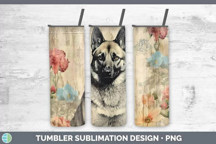 Vintage Dogs Norwegian Elkhound Dog Tumbler Sublimation 20 o