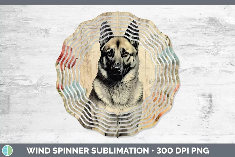 Vintage Dogs Norwegian Elkhound Dog Wind Spinner Sublimation