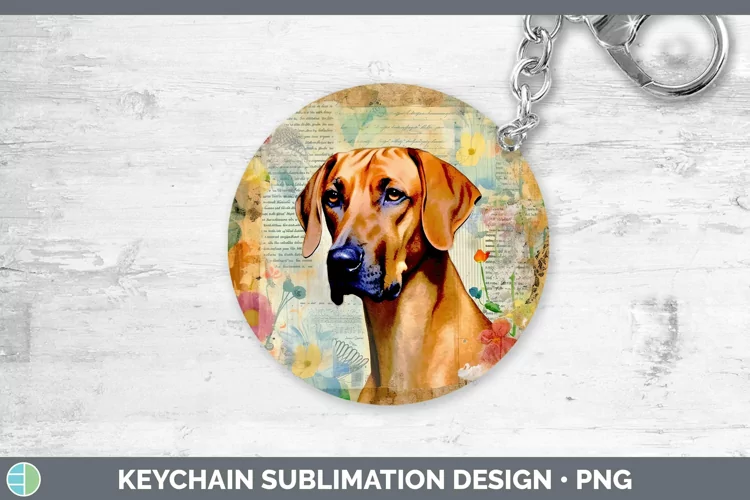 Vintage Dogs Rhodesian Ridgeback Keychain Sublimation Keyrin