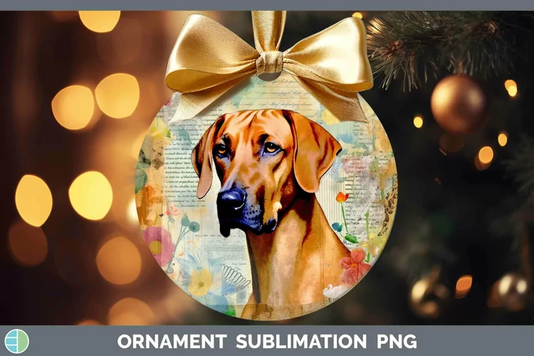 Vintage Dogs Rhodesian Ridgeback Ornament Sublimation Bauble