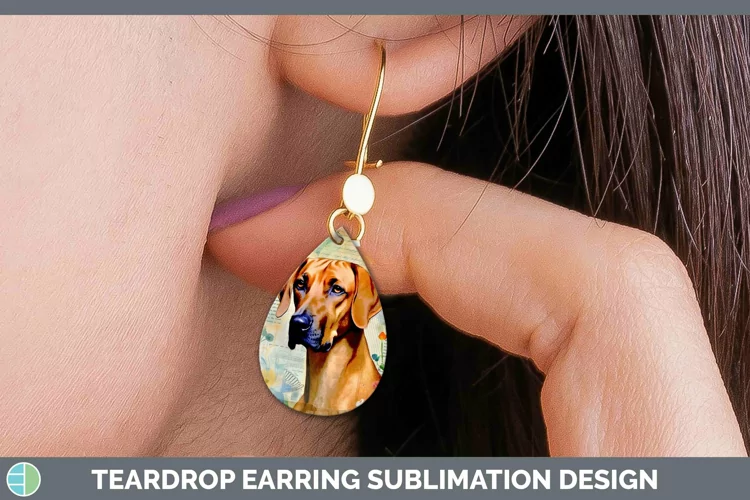 Vintage Dogs Rhodesian Ridgeback Teardrop Earrings Sublimati