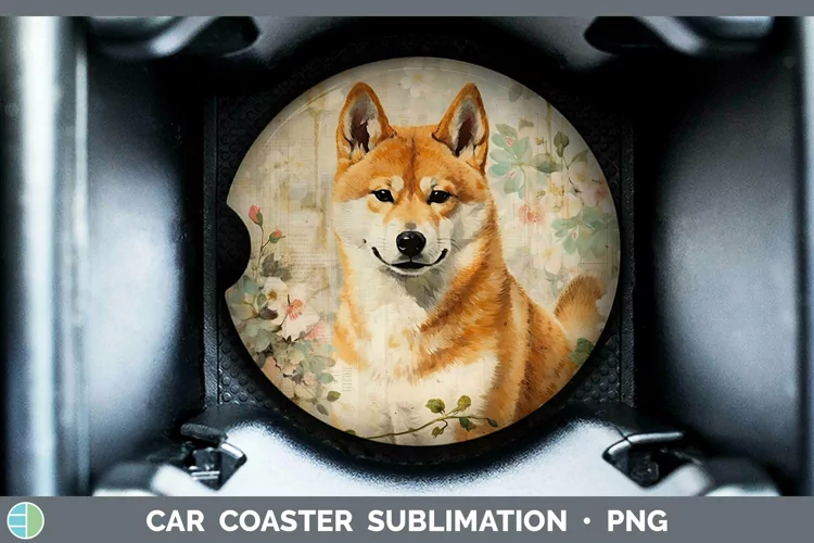 Vintage Dogs Shiba Inu Car Coaster Sublimation Coaster Desig
