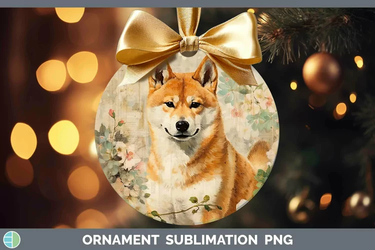 Vintage Dogs Shiba Inu Ornament Sublimation Bauble Designs