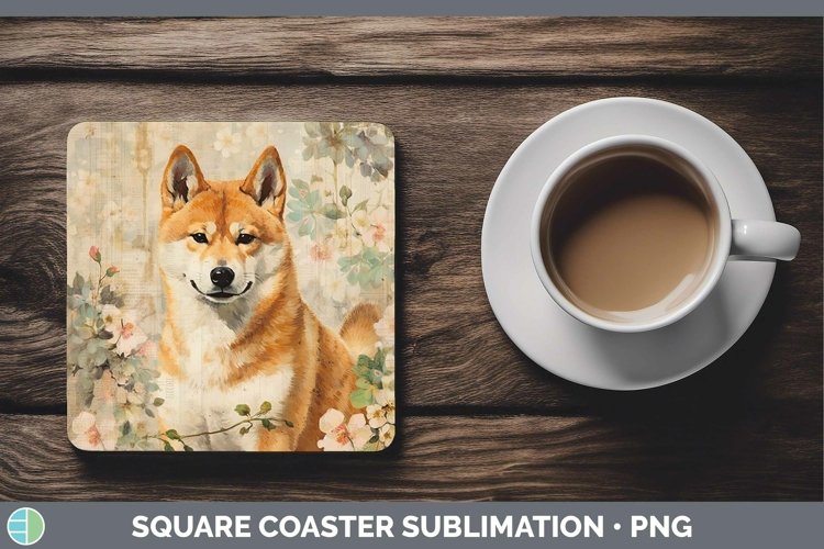 Vintage Dogs Shiba Inu Square Coaster Sublimation Coaster De