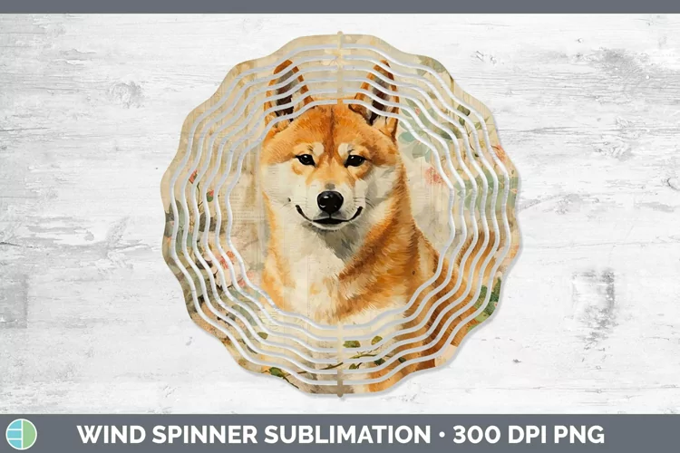 Vintage Dogs Shiba Inu Wind Spinner Sublimation Spinner Desi