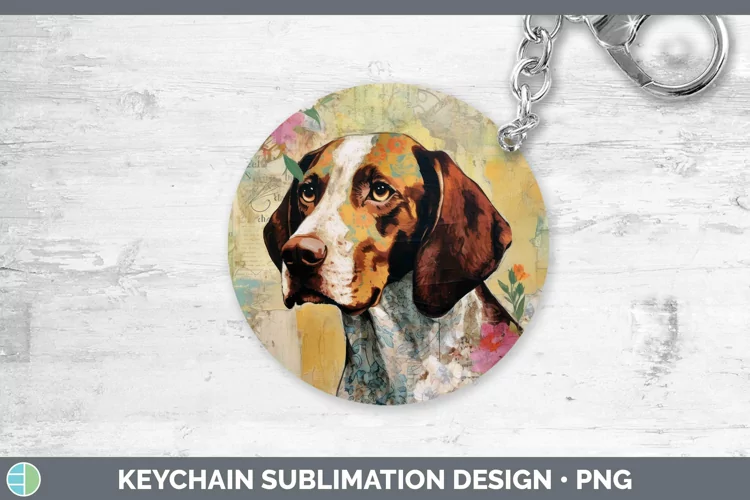 Vintage Dogs Shorthaired Pointer Keychain Sublimation Keyrin