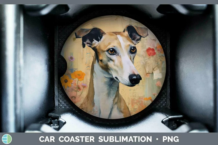 Vintage Dogs Whippet Car Coaster Sublimation Coaster Designs