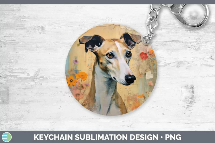 Vintage Dogs Whippet Keychain Sublimation Keyring Designs