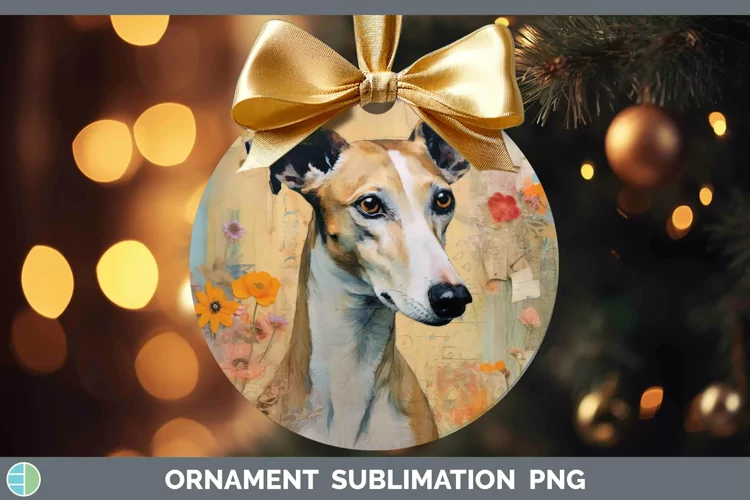 Vintage Dogs Whippet Ornament Sublimation Bauble Designs