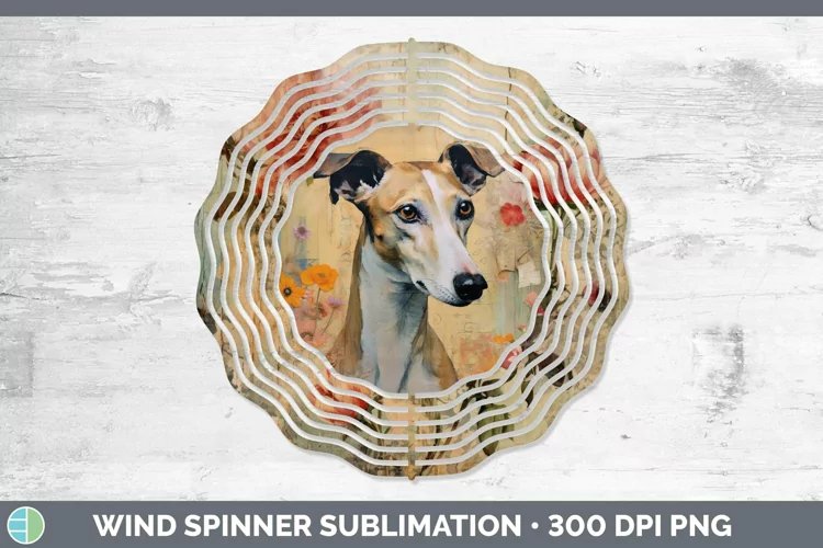 Vintage Dogs Whippet Wind Spinner Sublimation Spinner Design