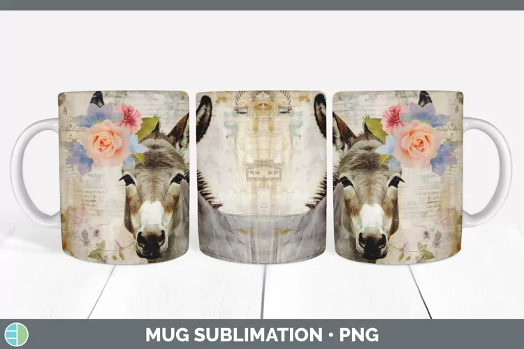 Vintage Donkey Mug Wrap | Sublimation Coffee Cup Designs