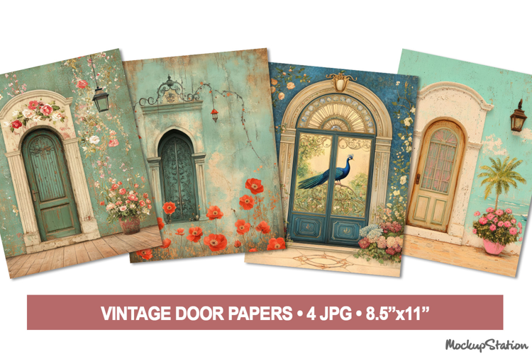 Old Door Junk Journal Pages | Vintage Scrapbooking JPG