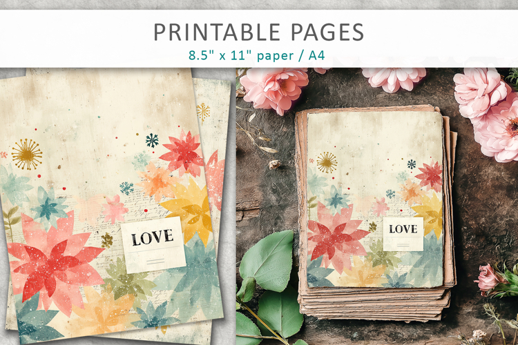 junk journal pages, love pages