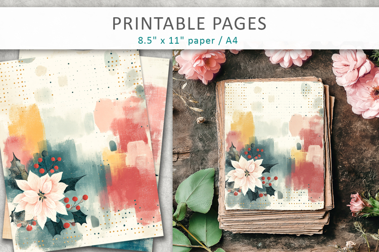 poinsettia journal, vintage scrapbooking paper