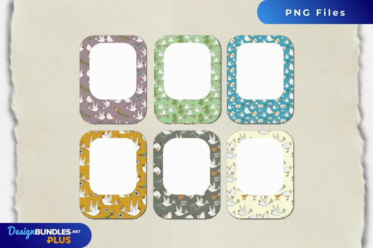 Vintage Dove Seamless Pattern Frame Set