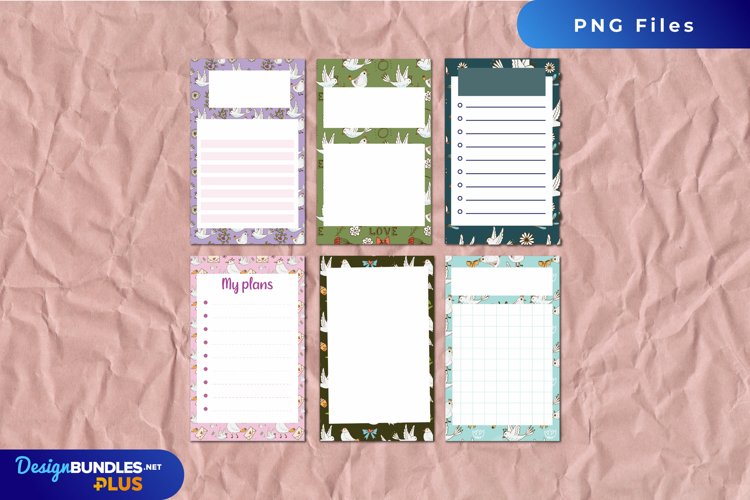 Vintage Dove Seamless Pattern Shaped Journaling Page