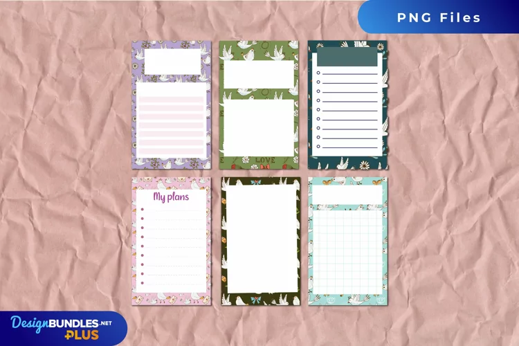 Vintage Dove Seamless Pattern Shaped Journaling Page