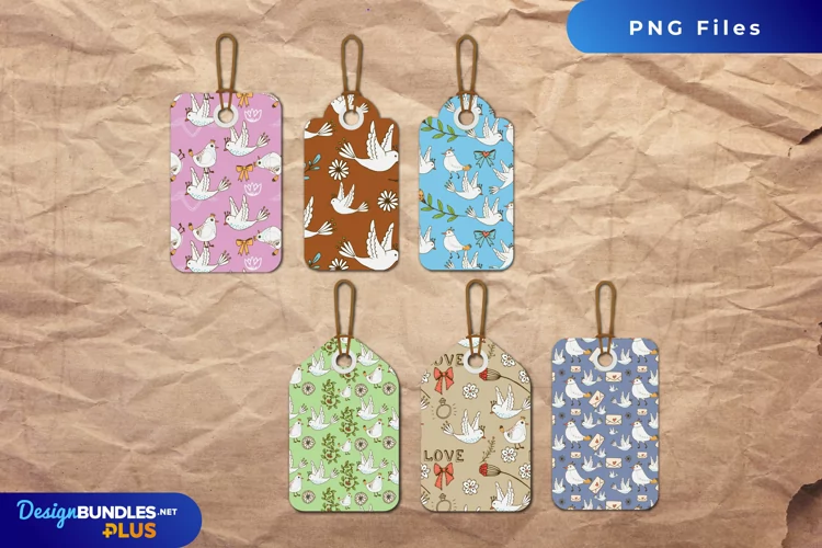 Vintage Dove Seamless Pattern Shaped Tag