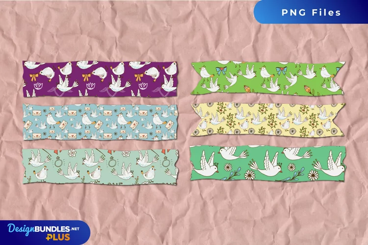 Vintage Dove Seamless Pattern Tape