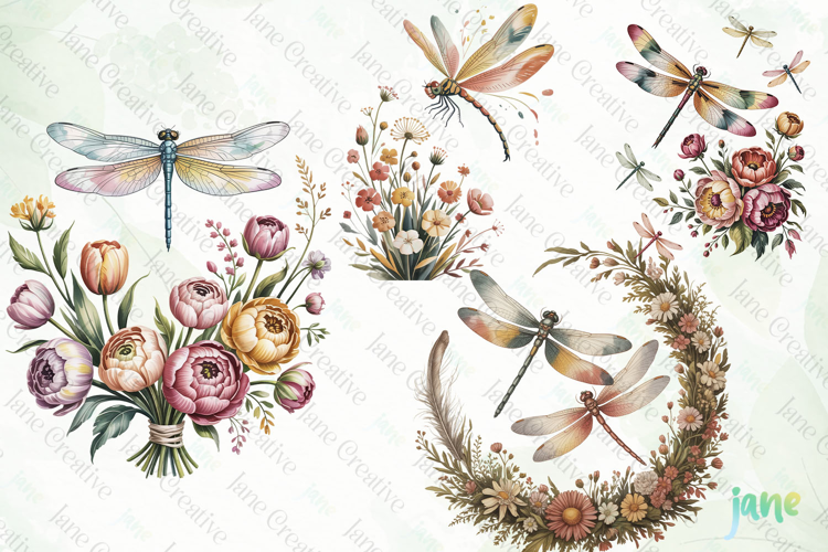 Vintage Dragonfly Clipart