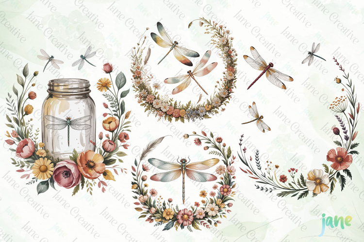 Vintage Dragonfly Clipart