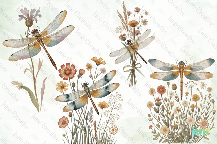 Vintage Dragonfly Clipart