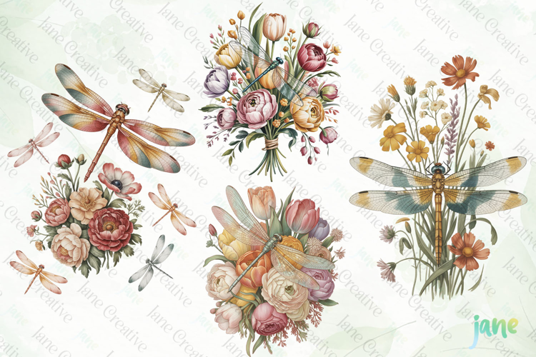 Vintage Dragonfly Clipart