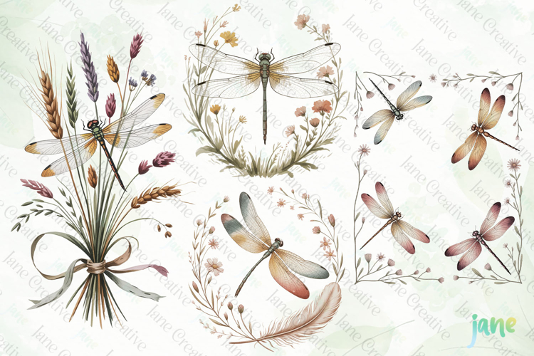 Vintage Dragonfly Clipart