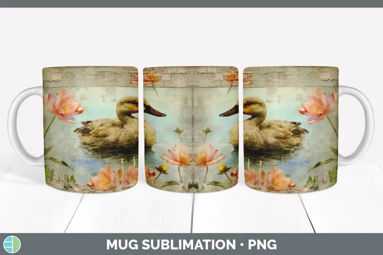 Vintage Duck Mug Wrap | Sublimation Coffee Cup Designs