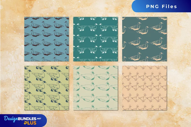 Vintage Duck Seamless Pattern Paper Packs