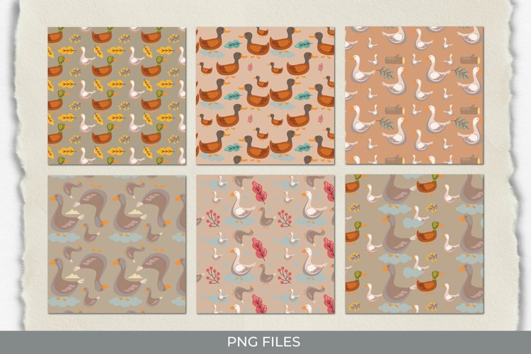 Vintage Duck Seamless Pattern Paper Packs