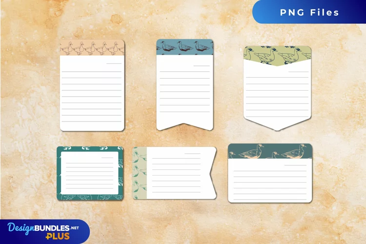 Vintage Duck Seamless Pattern Shaped Journaling Area