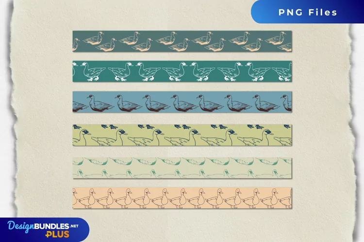 Vintage Duck Seamless Pattern Strips