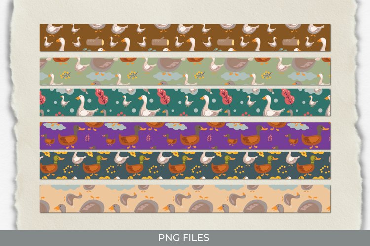 Vintage Duck Seamless Pattern Strips