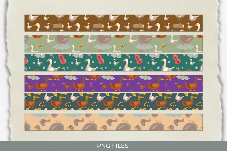 Vintage Duck Seamless Pattern Strips