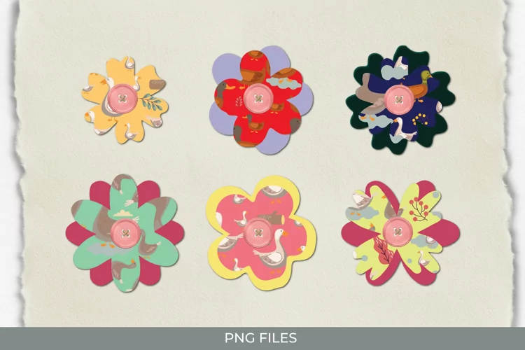 Vintage Duck Seamless Pattern with Buttons
