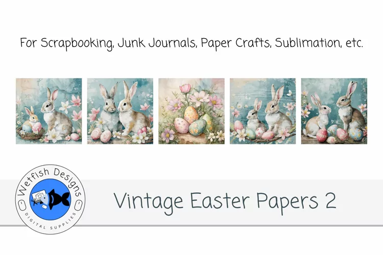 Vintage Easter Bunny Digital Paper 2