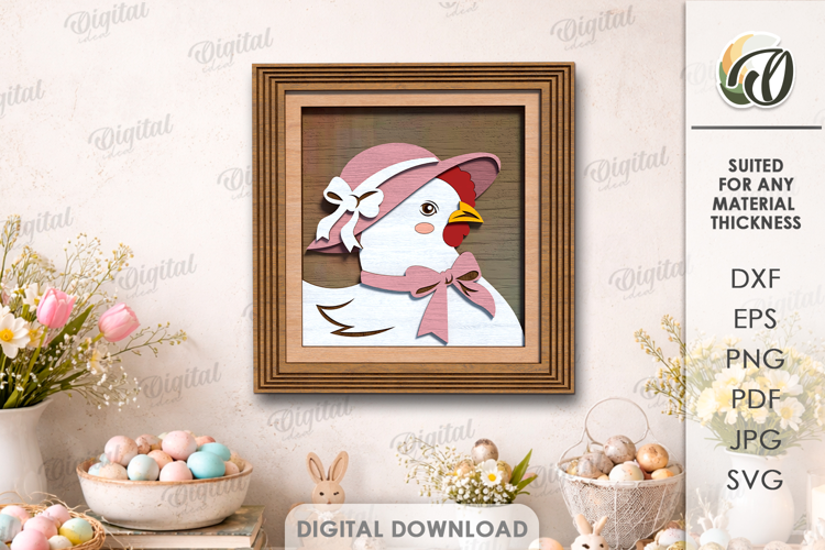 Easter Vintage Portrait Laser Cut. Wall Decor SVG