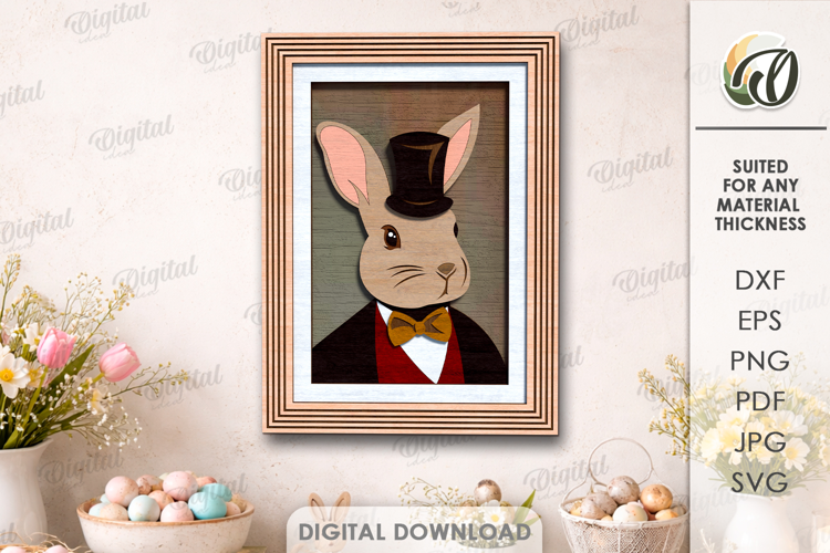 Easter Vintage Portrait Laser Cut. Wall Decor SVG