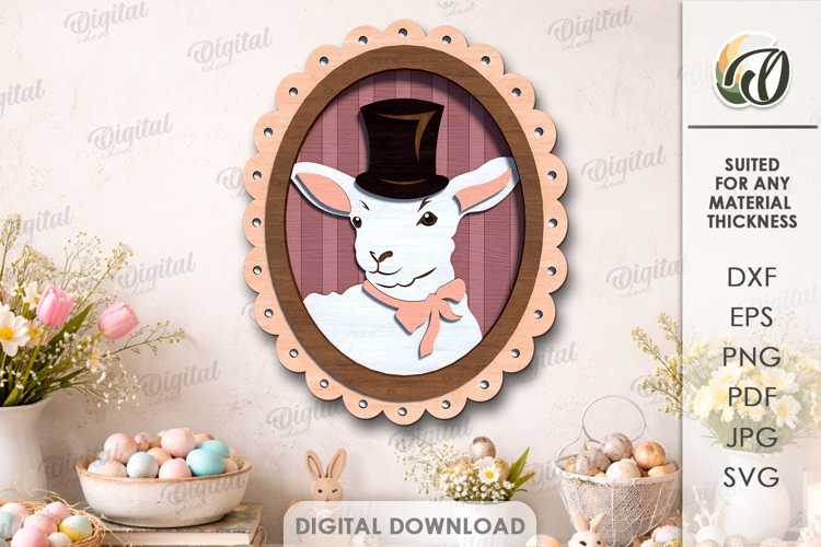 Easter Vintage Portrait Laser Cut. Wall Decor SVG