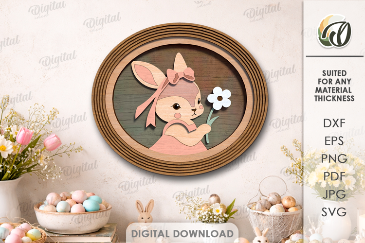 Easter Vintage Portrait Laser Cut. Wall Decor SVG