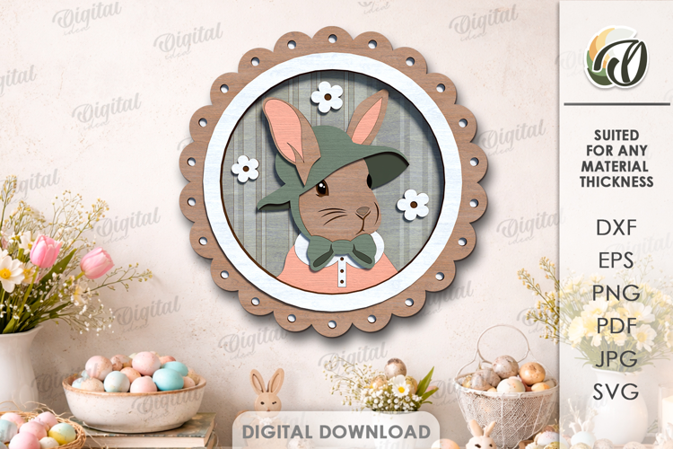 Easter Vintage Portrait Laser Cut. Wall Decor SVG