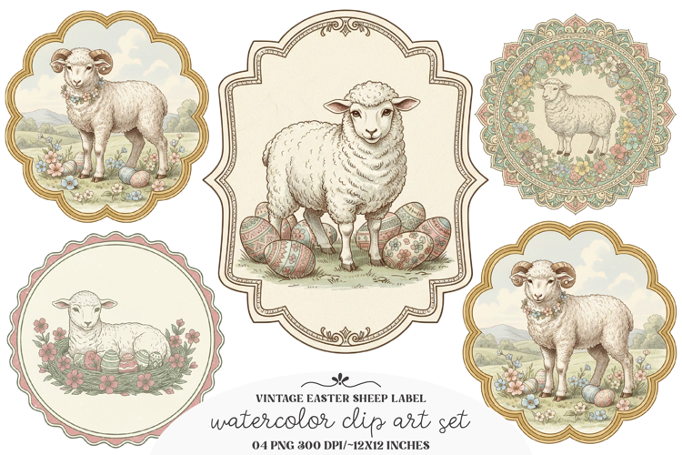 Vintage Easter Sheep Label Printable