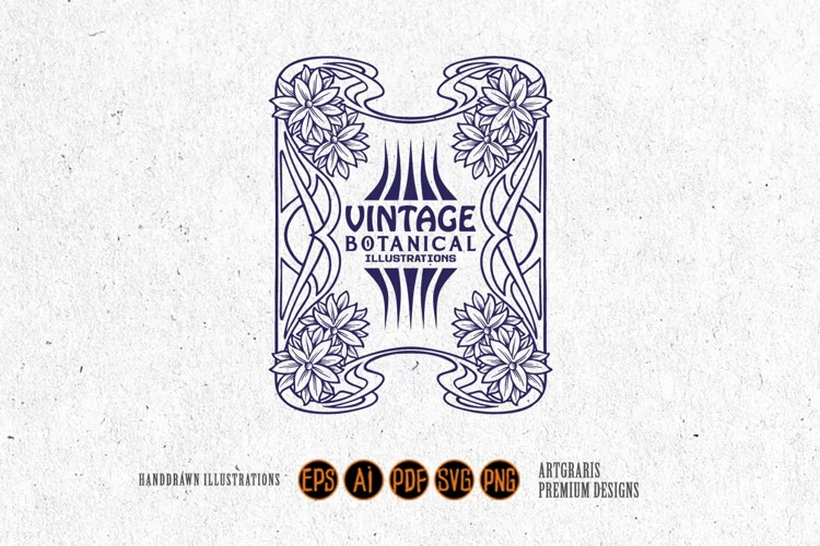 Vintage elegant badge botanical ornament monochrome svg