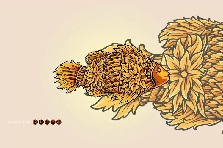 Vintage elegant fish ornaments svg